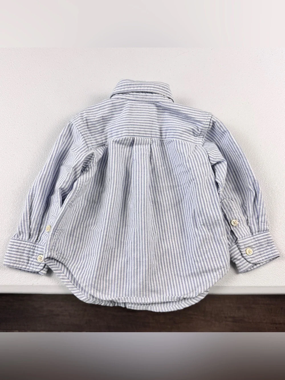 Ralph Lauren Button Down Shirt Baby Boys Size 9M Blue White Striped LS